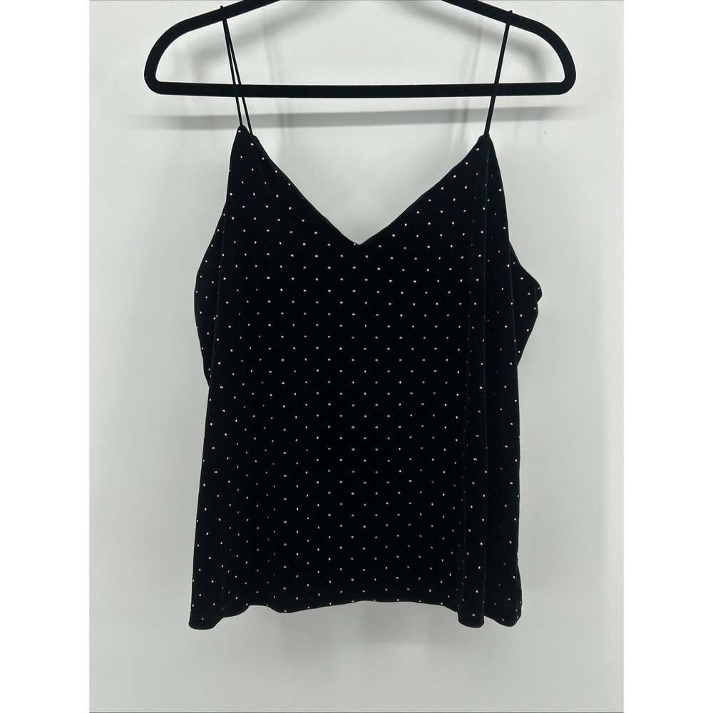 Maurices Whimsigoth Witchy Black Velvet Metallic Dot Cami Tank Top XXL